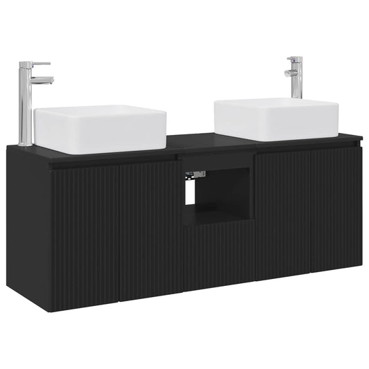 vidaXL Σετ Ντουλαπιών Μπάνιου 3 τμχ. Μαύρο 53 x 35 x 63 εκ