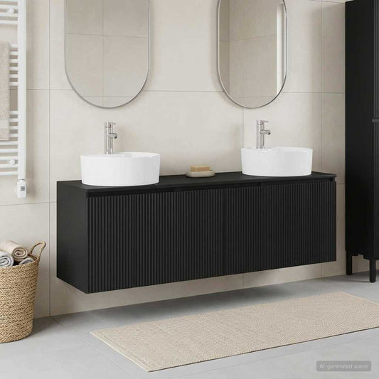 vidaXL Σετ Ντουλαπιών Μπάνιου 3 τμχ. Μαύρο 49,5 x 44,5 x 65 εκ