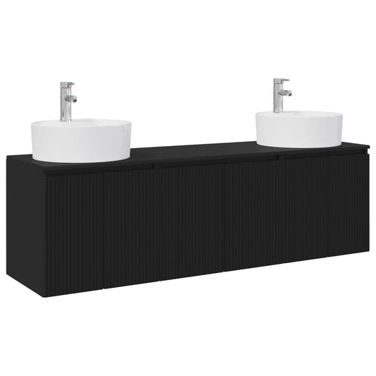 vidaXL Σετ Ντουλαπιών Μπάνιου 3 τμχ. Μαύρο 49,5 x 44,5 x 65 εκ