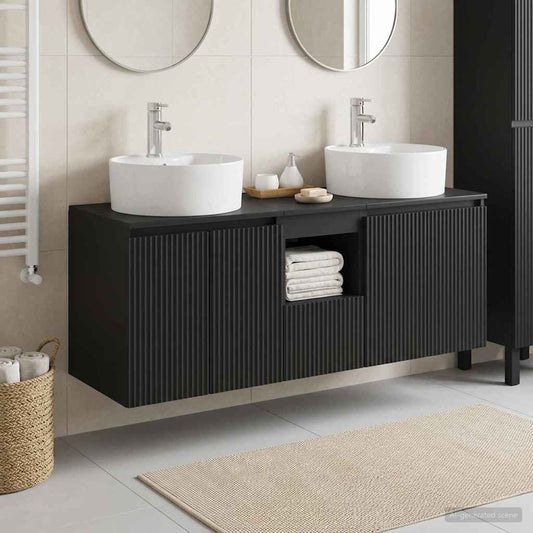 vidaXL Σετ Ντουλαπιών Μπάνιου 3 τμχ. Μαύρο 49,5 x 44,5 x 65 εκ