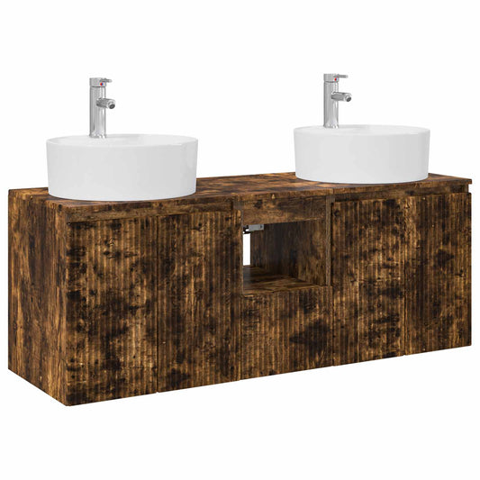 vidaXL Σετ Ντουλαπιών Μπάνιου 3 τμχ. Καπνισμένο Ξύλο Δρυός