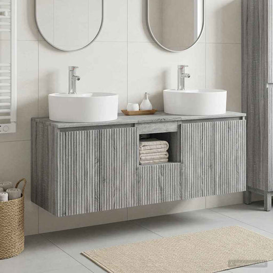 vidaXL Σετ Ντουλαπιών Μπάνιου 3 τμχ. Γκρι Sonoma 49,5 x 44,5 x 65 εκ