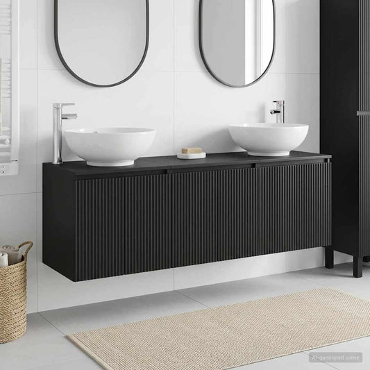 vidaXL Σετ Ντουλαπιών Μπάνιου 3 τμχ. Μαύρο 49,5 x 44,5 x 65 εκ
