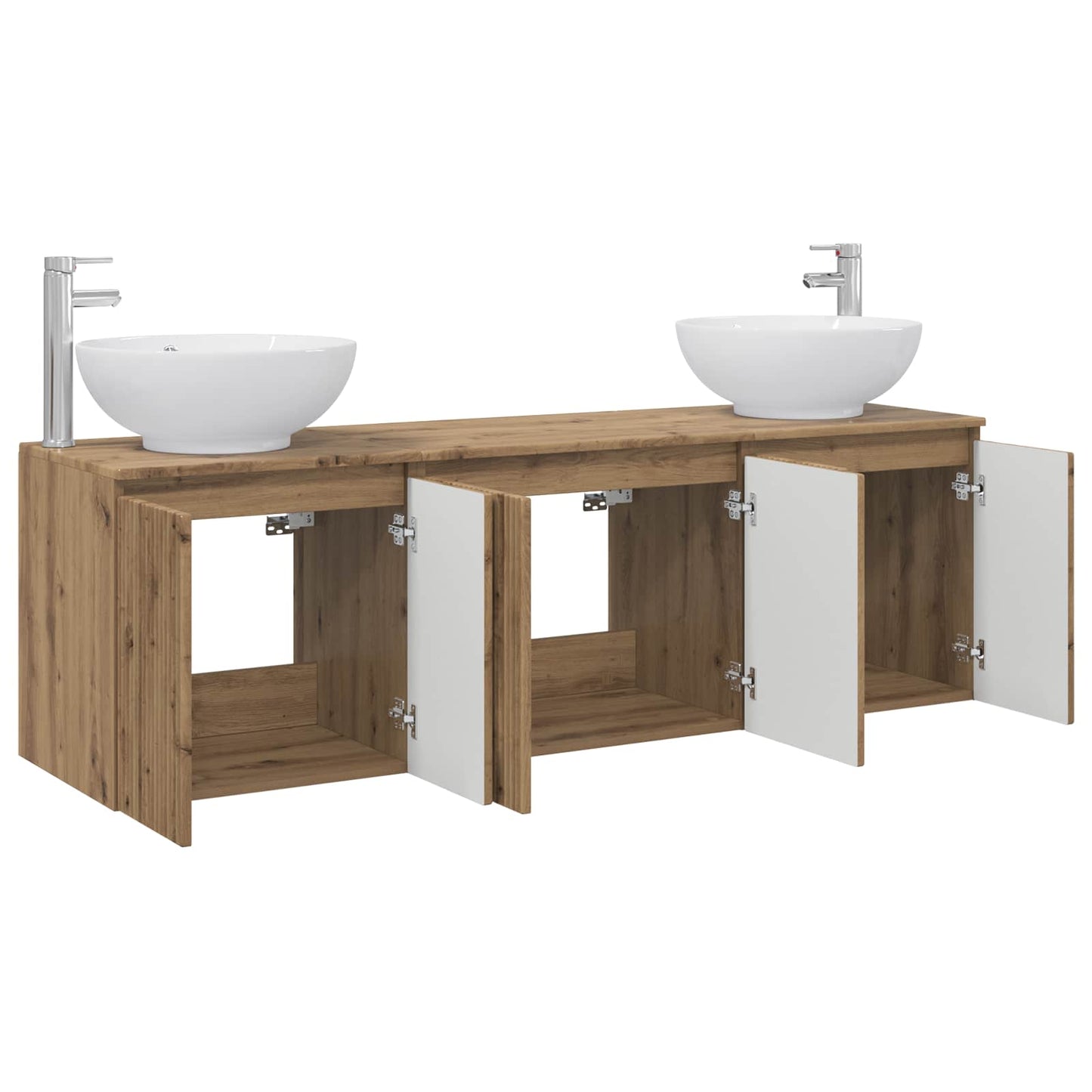 vidaXL Σετ Ντουλαπιών Μπάνιου 3 τμχ. Artisan Δρυς 49,5 x 44,5 x 65 εκ