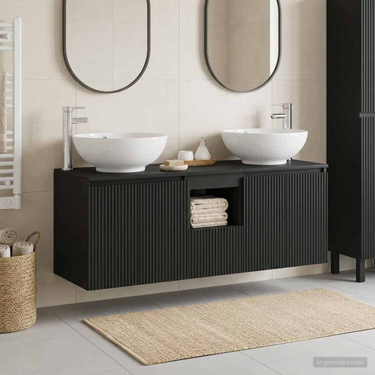 vidaXL Σετ Ντουλαπιών Μπάνιου 3 τμχ. Μαύρο 49,5 x 44,5 x 65 εκ