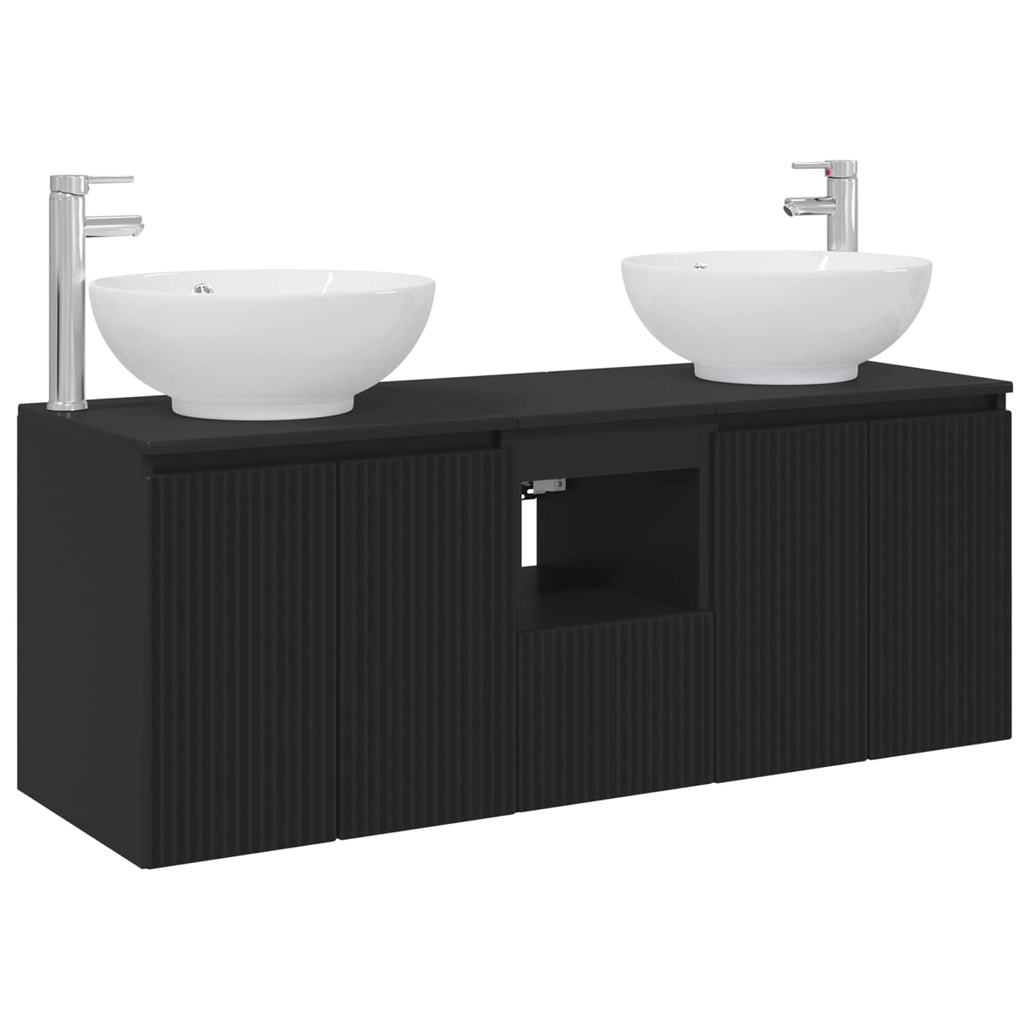 vidaXL Σετ Ντουλαπιών Μπάνιου 3 τμχ. Μαύρο 49,5 x 44,5 x 65 εκ