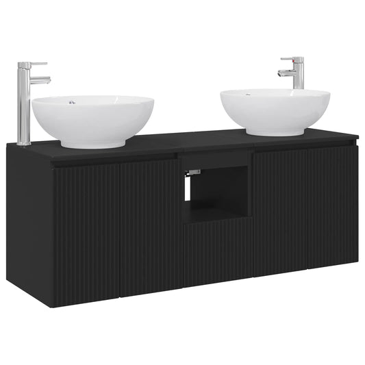 vidaXL Σετ Ντουλαπιών Μπάνιου 3 τμχ. Μαύρο 49,5 x 44,5 x 65 εκ