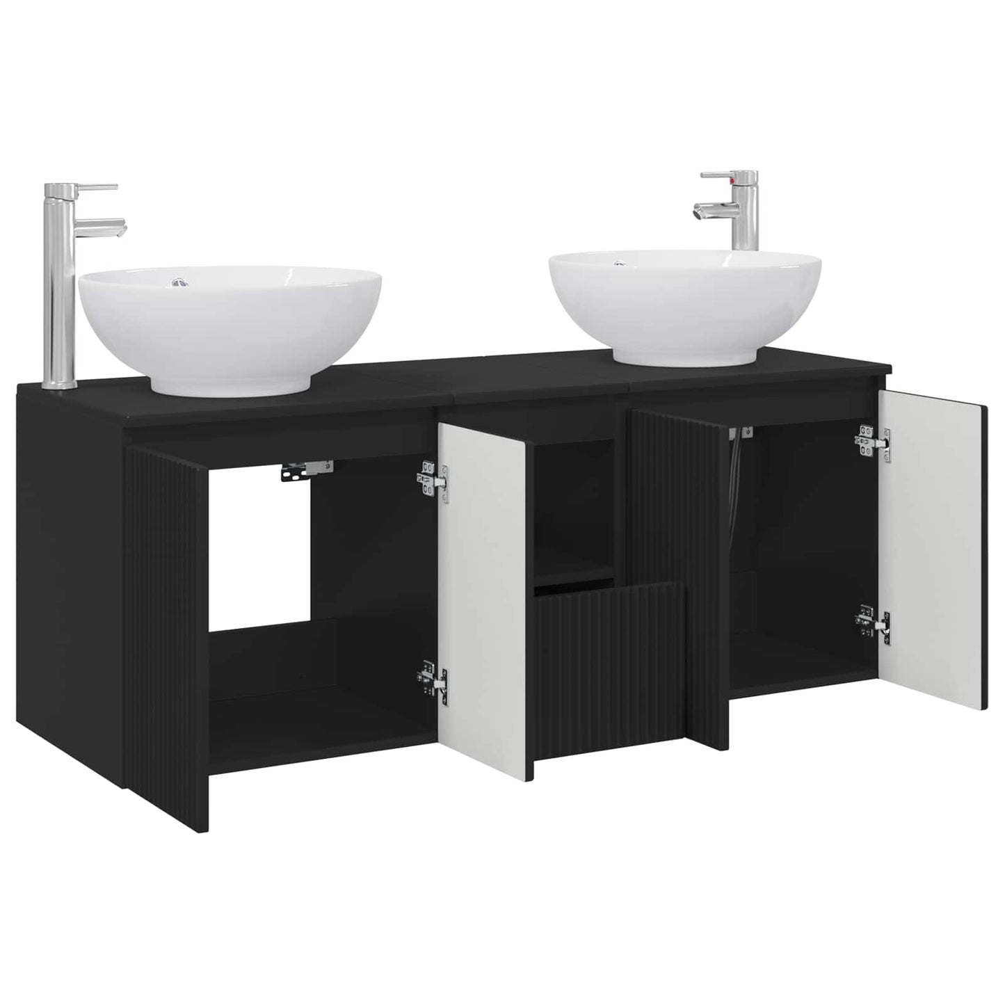 vidaXL Σετ Ντουλαπιών Μπάνιου 3 τμχ. Μαύρο 49,5 x 44,5 x 65 εκ
