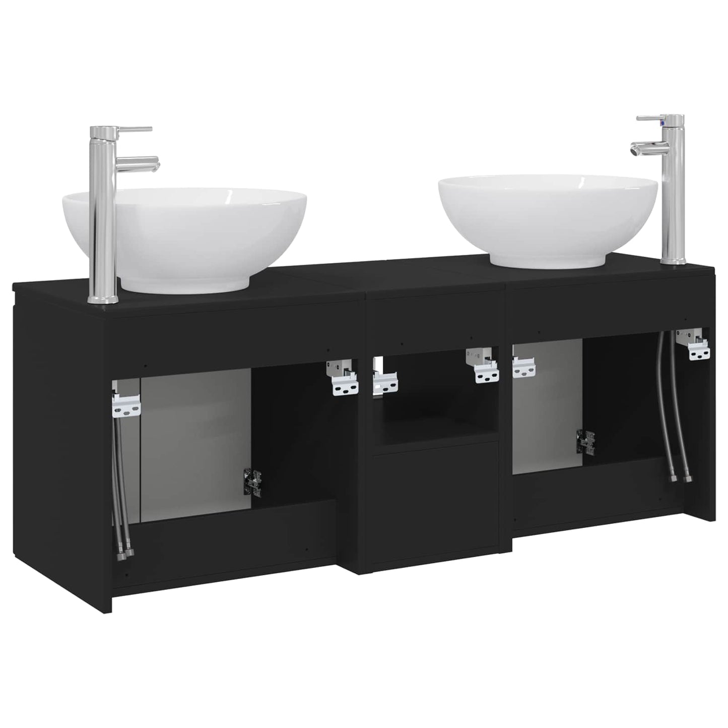 vidaXL Σετ Ντουλαπιών Μπάνιου 3 τμχ. Μαύρο 49,5 x 44,5 x 65 εκ