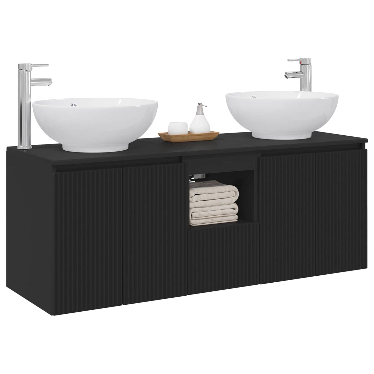 vidaXL Σετ Ντουλαπιών Μπάνιου 3 τμχ. Μαύρο 49,5 x 44,5 x 65 εκ