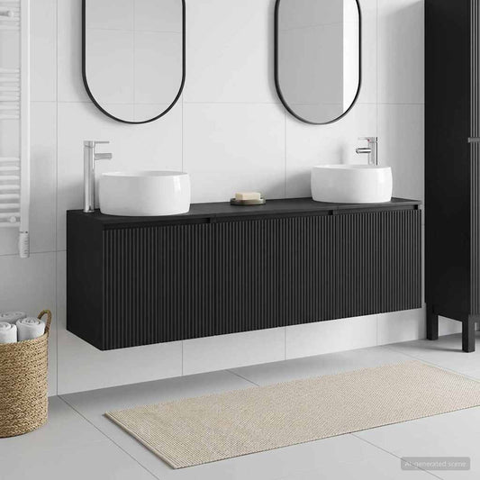 vidaXL Σετ Ντουλαπιών Μπάνιου 3 τμχ. Μαύρο 49,5 x 44,5 x 66 εκ