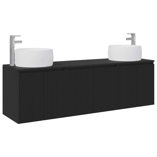 vidaXL Σετ Ντουλαπιών Μπάνιου 3 τμχ. Μαύρο 49,5 x 44,5 x 66 εκ