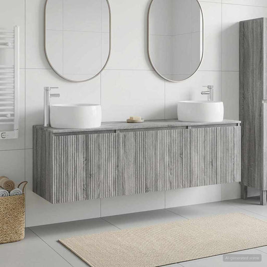 vidaXL Σετ Ντουλαπιών Μπάνιου 3 τμχ. Γκρι Sonoma 49,5 x 44,5 x 66 εκ