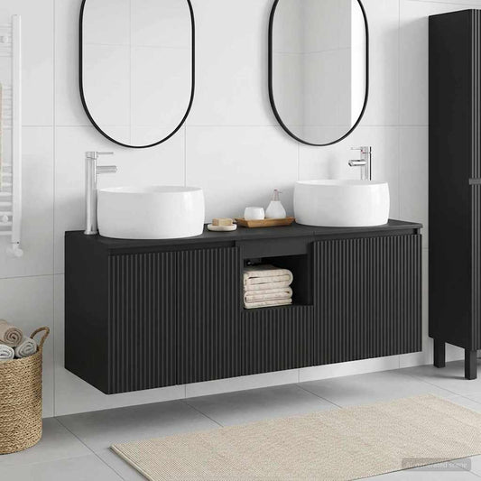 vidaXL Σετ Ντουλαπιών Μπάνιου 3 τμχ. Μαύρο 49,5 x 44,5 x 66 εκ