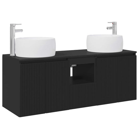 vidaXL Σετ Ντουλαπιών Μπάνιου 3 τμχ. Μαύρο 49,5 x 44,5 x 66 εκ