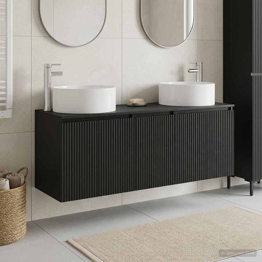 vidaXL Σετ Ντουλαπιών Μπάνιου 3 τμχ. Μαύρο 49,5 x 44,5 x 65,5 εκ