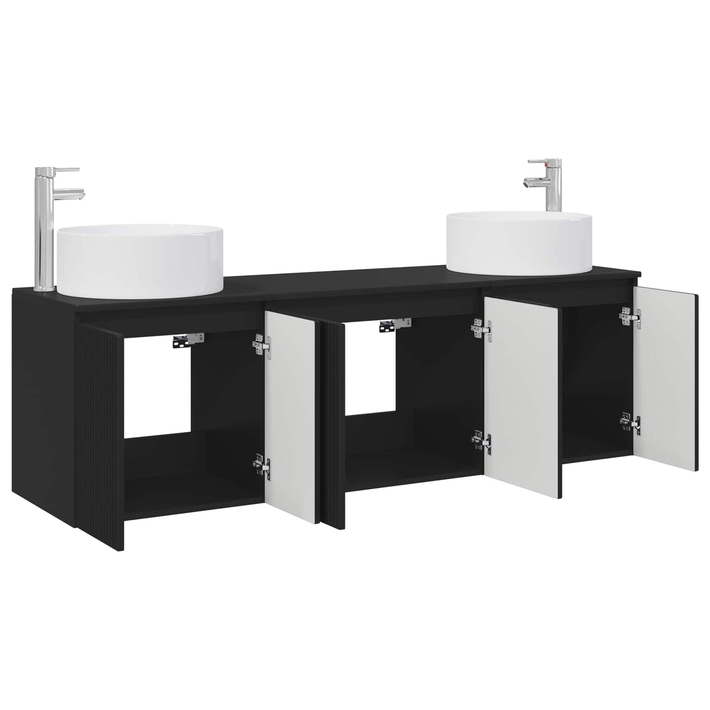 vidaXL Σετ Ντουλαπιών Μπάνιου 3 τμχ. Μαύρο 161,5 x 44,5 x 80 εκ.