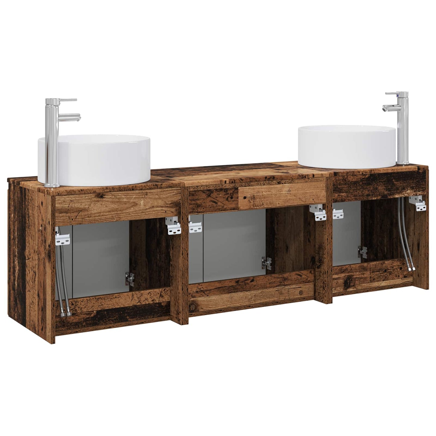 vidaXL Σετ Ντουλαπιών Μπάνιου 3 τμχ. Παλαιωμένο ξύλο