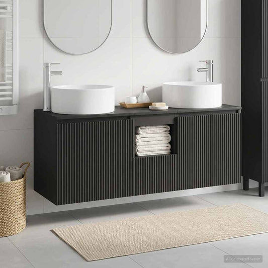vidaXL Σετ Ντουλαπιών Μπάνιου 3 τμχ. Μαύρο 49,5 x 44,5 x 65,5 εκ