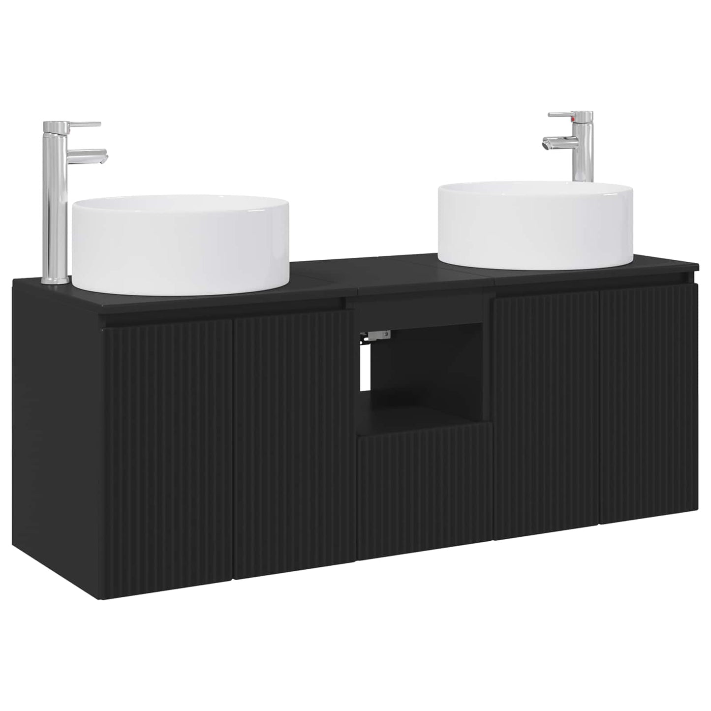 vidaXL Σετ Ντουλαπιών Μπάνιου 3 τμχ. Μαύρο 49,5 x 44,5 x 65,5 εκ