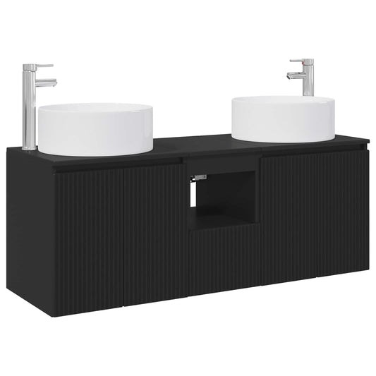 vidaXL Σετ Ντουλαπιών Μπάνιου 3 τμχ. Μαύρο 49,5 x 44,5 x 65,5 εκ