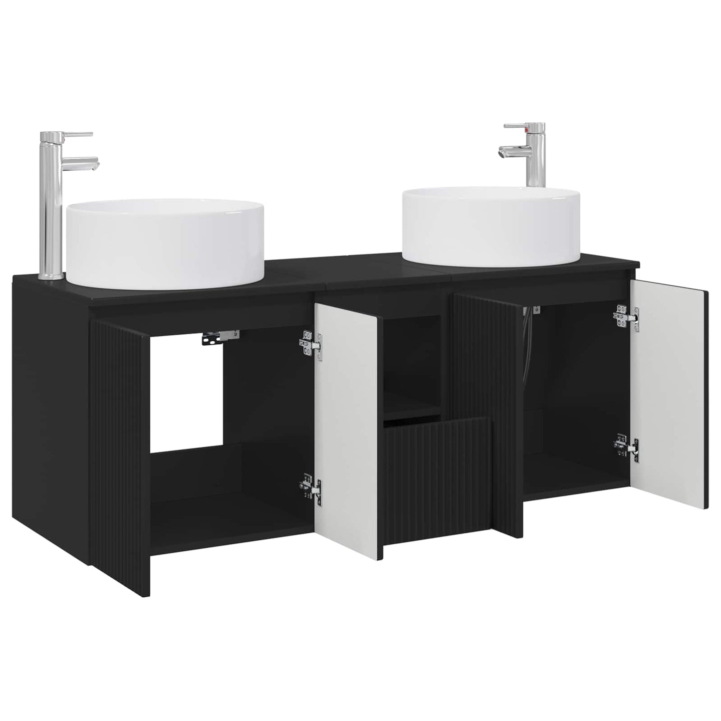 vidaXL Σετ Ντουλαπιών Μπάνιου 3 τμχ. Μαύρο 49,5 x 44,5 x 65,5 εκ
