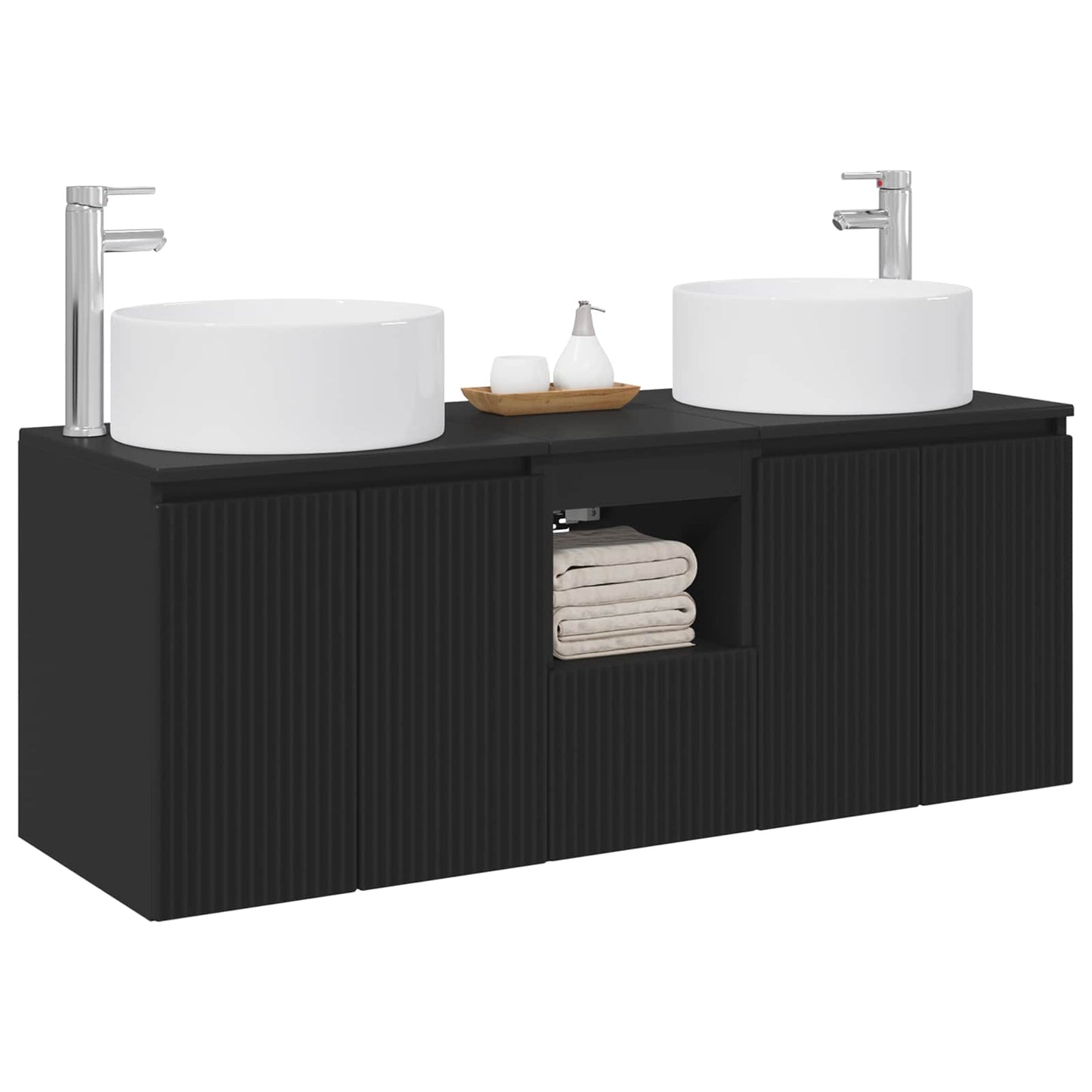 vidaXL Σετ Ντουλαπιών Μπάνιου 3 τμχ. Μαύρο 49,5 x 44,5 x 65,5 εκ