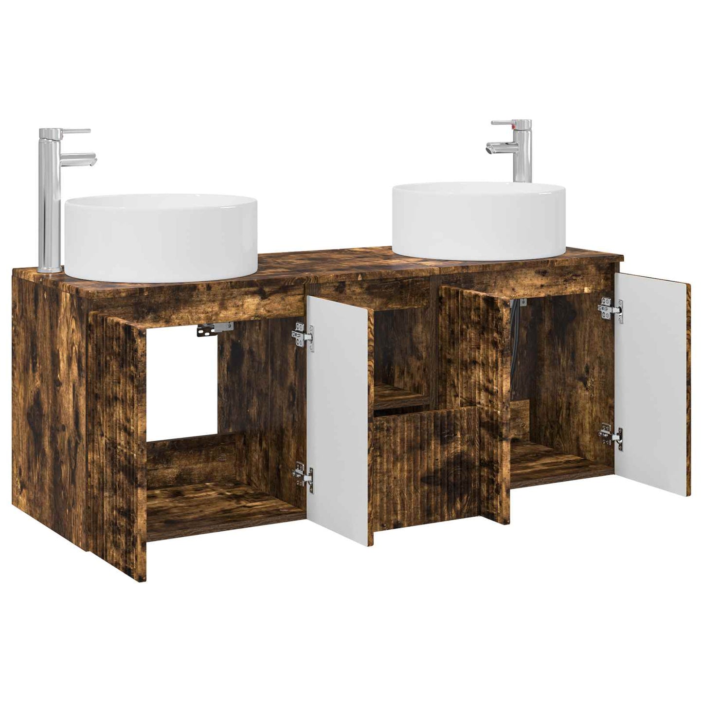 vidaXL Σετ Ντουλαπιών Μπάνιου 3 τμχ. Καπνισμένο Ξύλο Δρυός