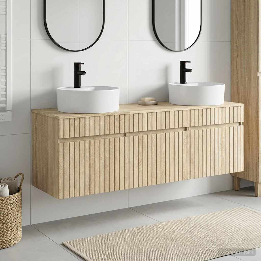 vidaXL Σετ Ντουλαπιών Μπάνιου 3 τμχ. Sonoma Δρυς 49 x 44,5 x 65 εκ