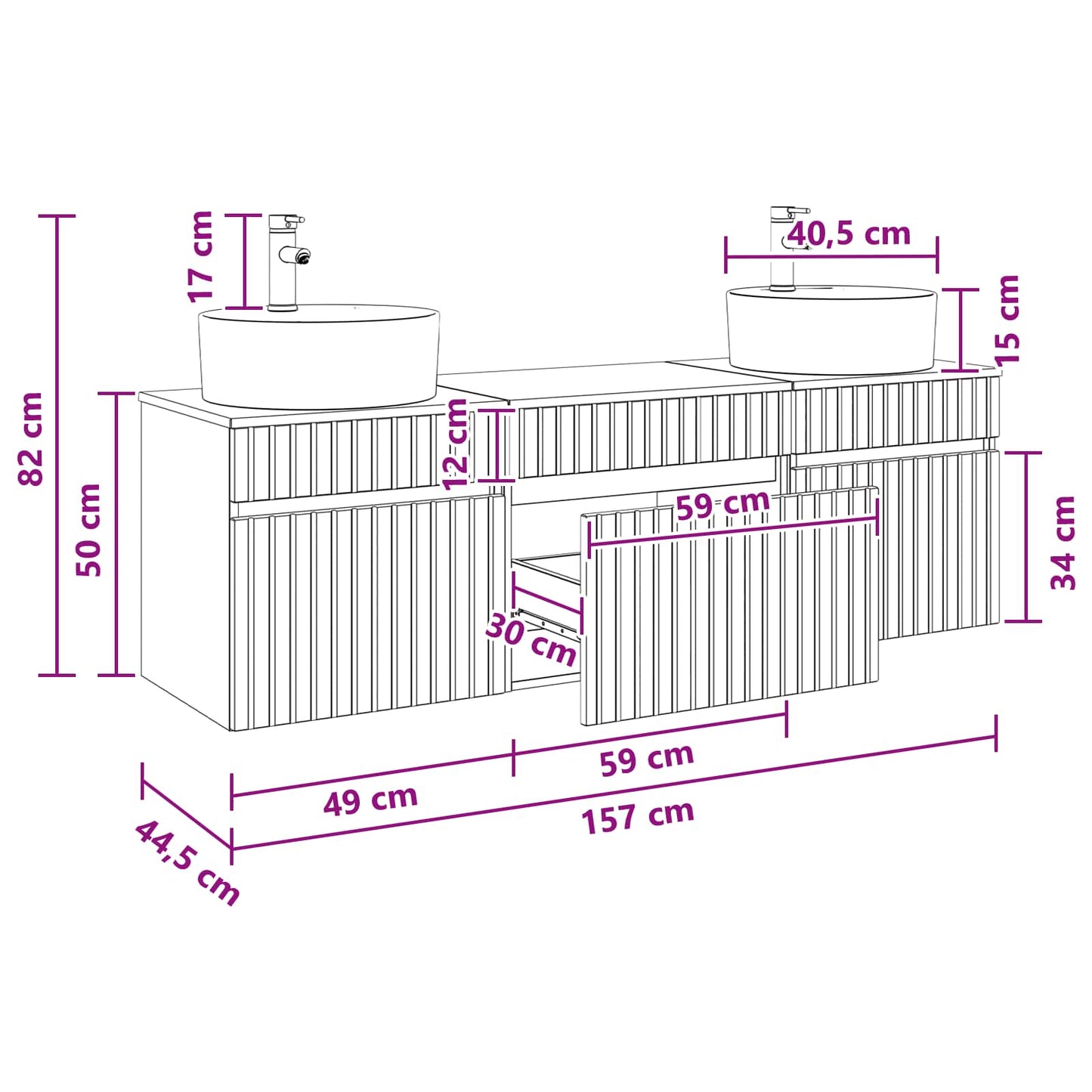 vidaXL Σετ Ντουλαπιών Μπάνιου 3 τμχ. Sonoma Δρυς 49 x 44,5 x 65 εκ