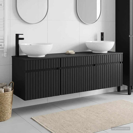 vidaXL Σετ Ντουλαπιών Μπάνιου 3 τμχ. Μαύρο 49 x 44,5 x 66,5 εκ