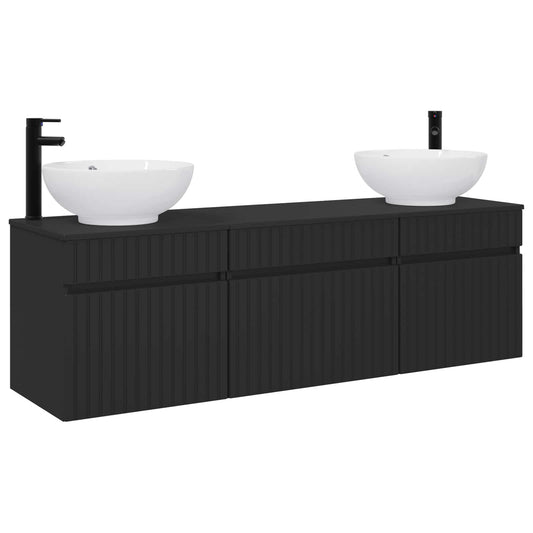 vidaXL Σετ Ντουλαπιών Μπάνιου 3 τμχ. Μαύρο 49 x 44,5 x 66,5 εκ