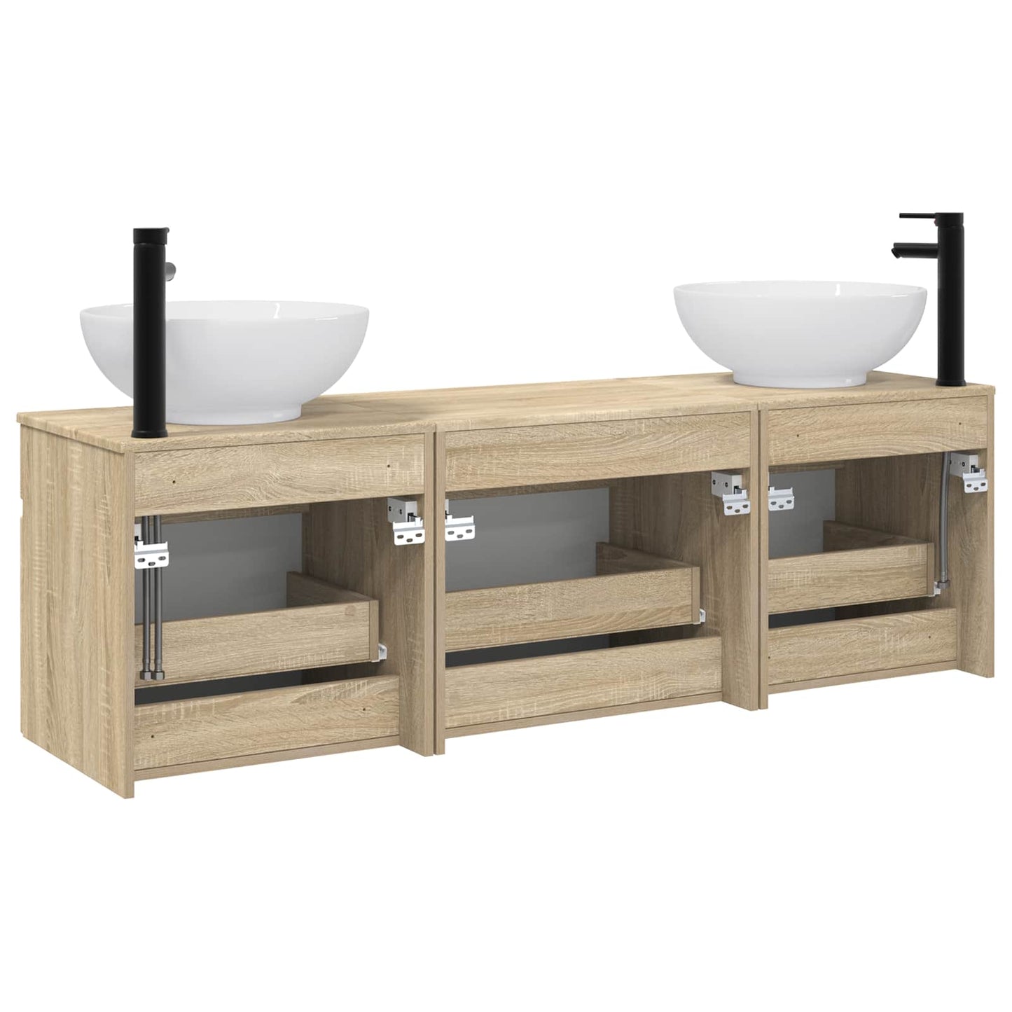 vidaXL Σετ Ντουλαπιών Μπάνιου 3 τμχ. Sonoma Δρυς 49 x 44,5 x 66,5 εκ