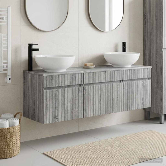 vidaXL Σετ Ντουλαπιών Μπάνιου 3 τμχ. Γκρι Sonoma 49 x 44,5 x 66,5 εκ