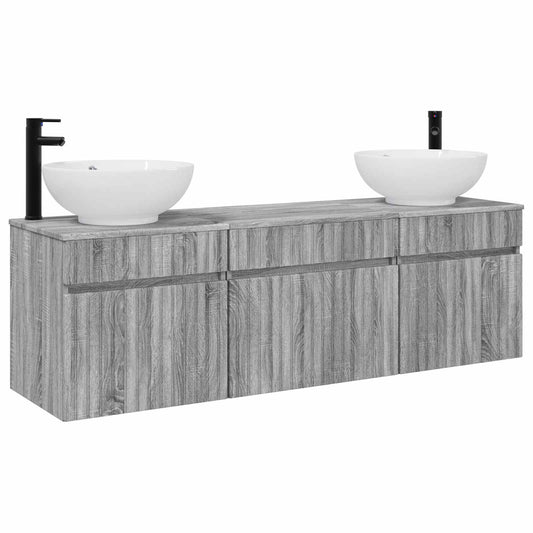 vidaXL Σετ Ντουλαπιών Μπάνιου 3 τμχ. Γκρι Sonoma 49 x 44,5 x 66,5 εκ