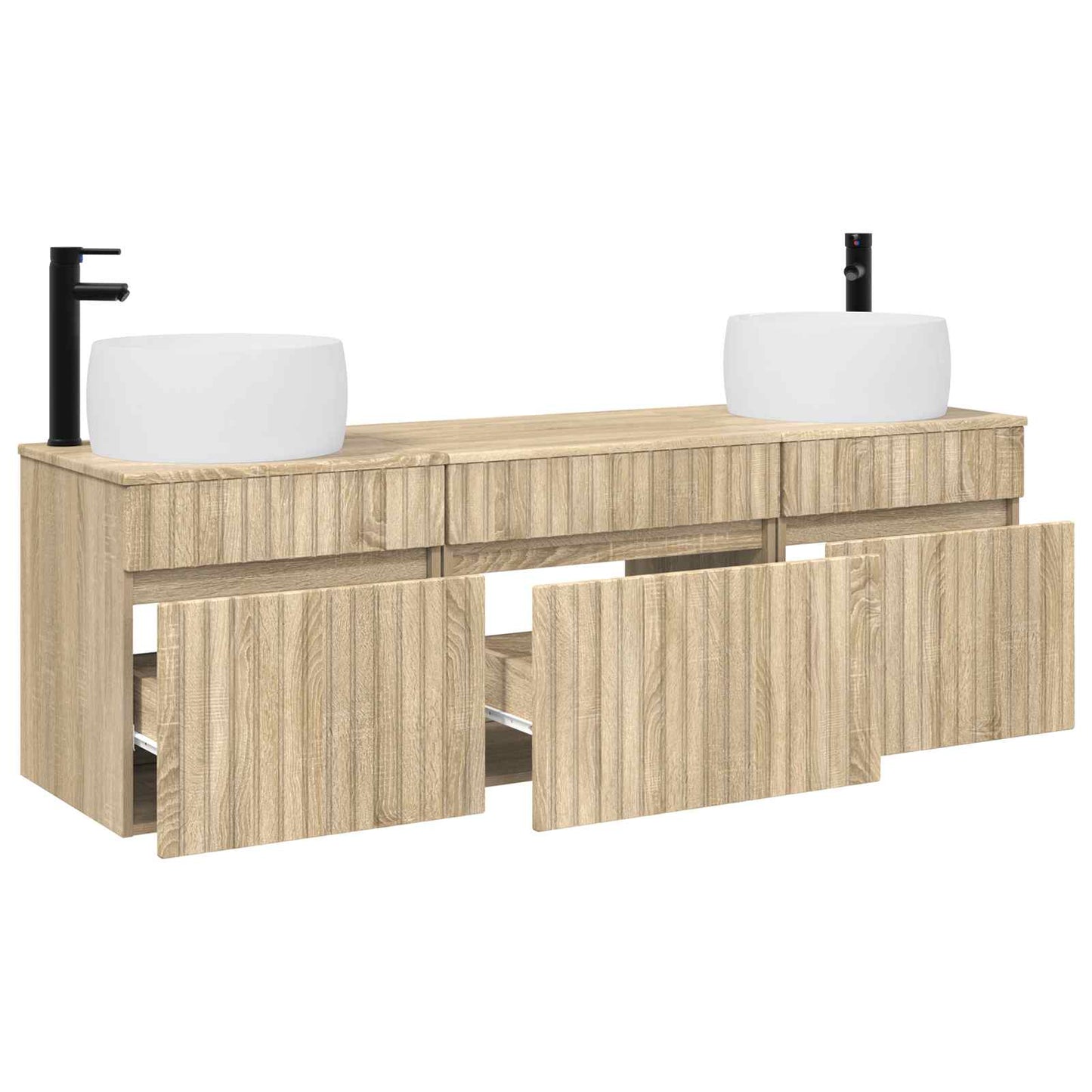 vidaXL Σετ Ντουλαπιών Μπάνιου 3 τμχ. Sonoma Δρυς 49 x 44,5 x 66 εκ