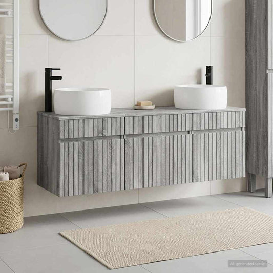 vidaXL Σετ Ντουλαπιών Μπάνιου 3 τμχ. Γκρι Sonoma 49 x 44,5 x 66 εκ