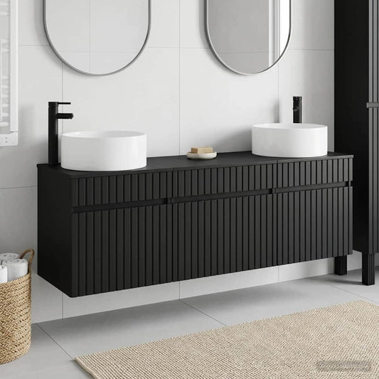 vidaXL Σετ Ντουλαπιών Μπάνιου 3 τμχ. Μαύρο 49 x 44,5 x 65,5 εκ