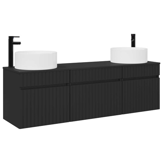 vidaXL Σετ Ντουλαπιών Μπάνιου 3 τμχ. Μαύρο 49 x 44,5 x 65,5 εκ