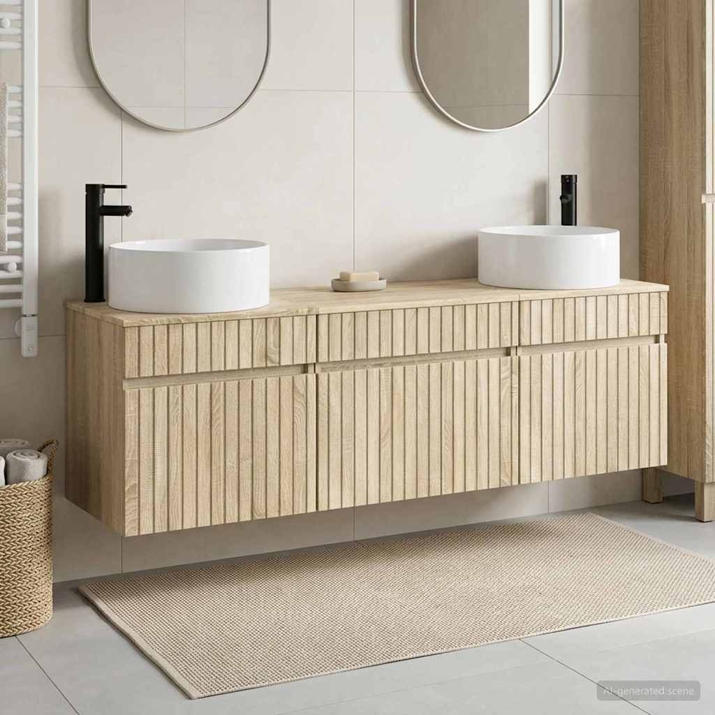 vidaXL Σετ Ντουλαπιών Μπάνιου 3 τμχ. Sonoma Δρυς 49 x 44,5 x 65,5 εκ
