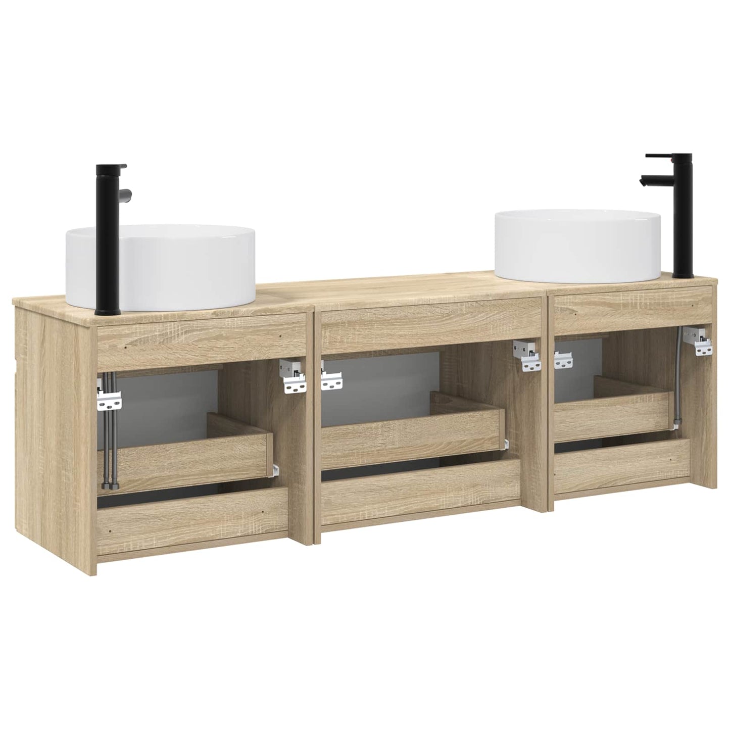 vidaXL Σετ Ντουλαπιών Μπάνιου 3 τμχ. Sonoma Δρυς 49 x 44,5 x 65,5 εκ
