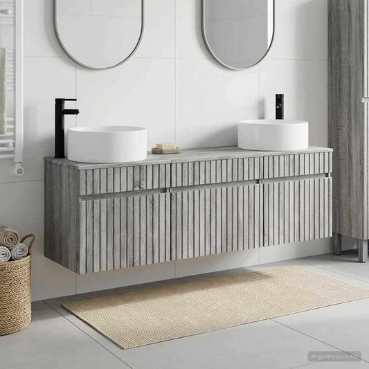 vidaXL Σετ Ντουλαπιών Μπάνιου 3 τμχ. Γκρι Sonoma 49 x 44,5 x 65,5 εκ