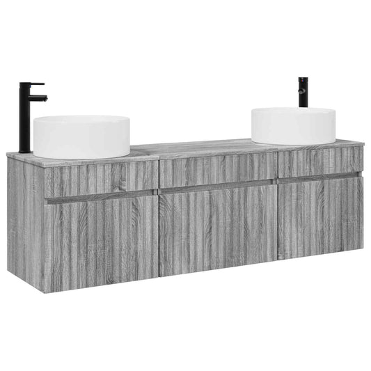 vidaXL Σετ Ντουλαπιών Μπάνιου 3 τμχ. Γκρι Sonoma 49 x 44,5 x 65,5 εκ