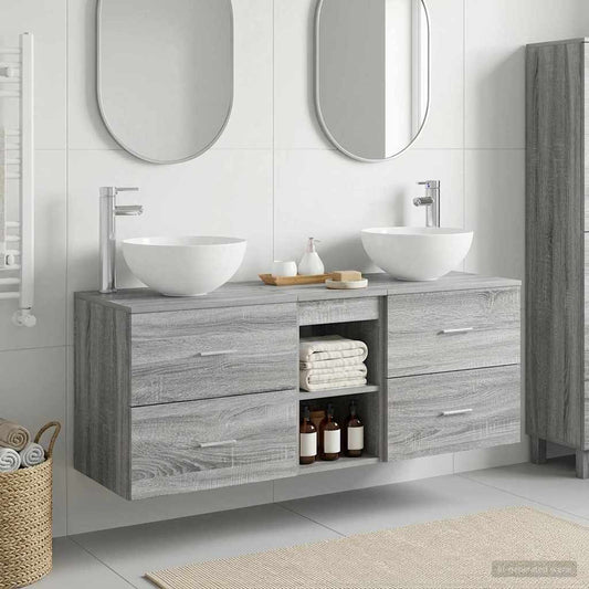 vidaXL Σετ Ντουλαπιών Μπάνιου 3 τμχ. Γκρι Sonoma 49,5 x 35 x 63 εκ