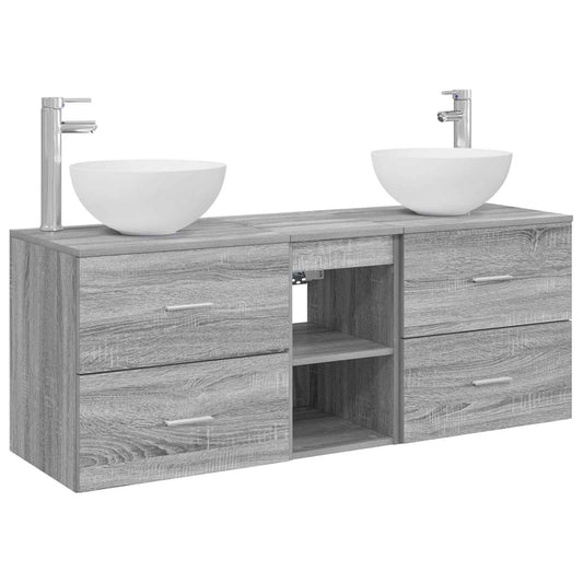 vidaXL Σετ Ντουλαπιών Μπάνιου 3 τμχ. Γκρι Sonoma 49,5 x 35 x 63 εκ
