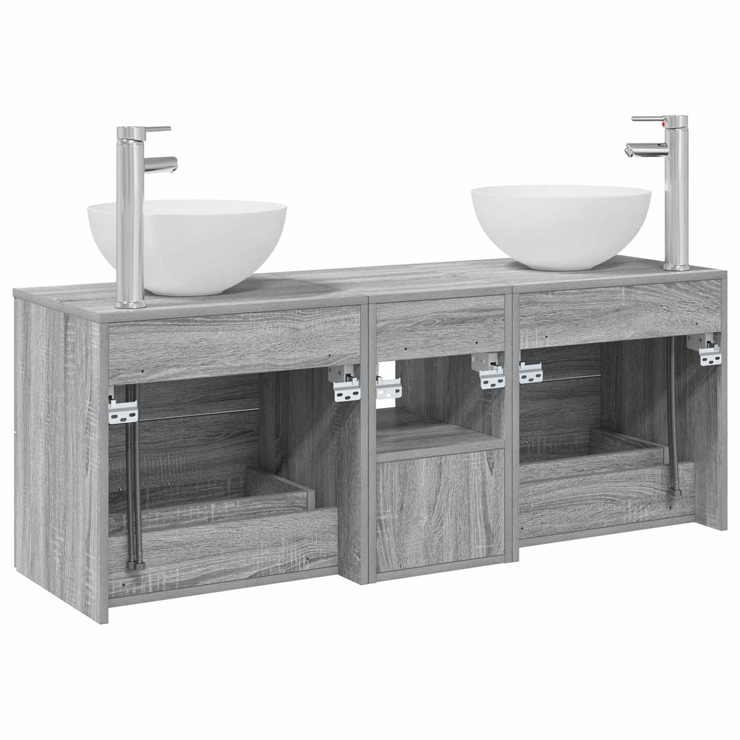vidaXL Σετ Ντουλαπιών Μπάνιου 3 τμχ. Γκρι Sonoma 129 x 35 x 80 cm