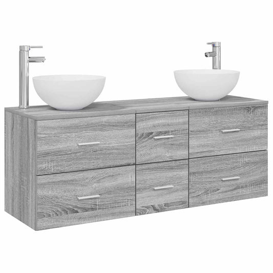 vidaXL Σετ Ντουλαπιών Μπάνιου 3 τμχ. Γκρι Sonoma 49,5 x 35 x 63 εκ