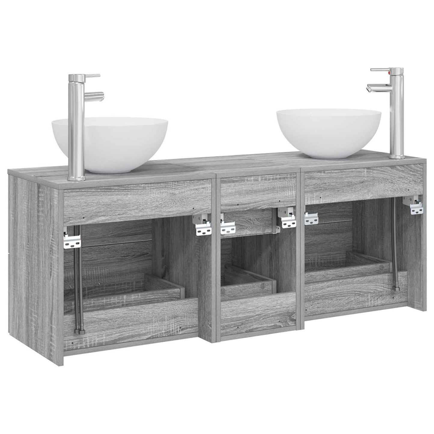 vidaXL Σετ Ντουλαπιών Μπάνιου 3 τμχ. Γκρι Sonoma 129 x 35 x 80 εκ.