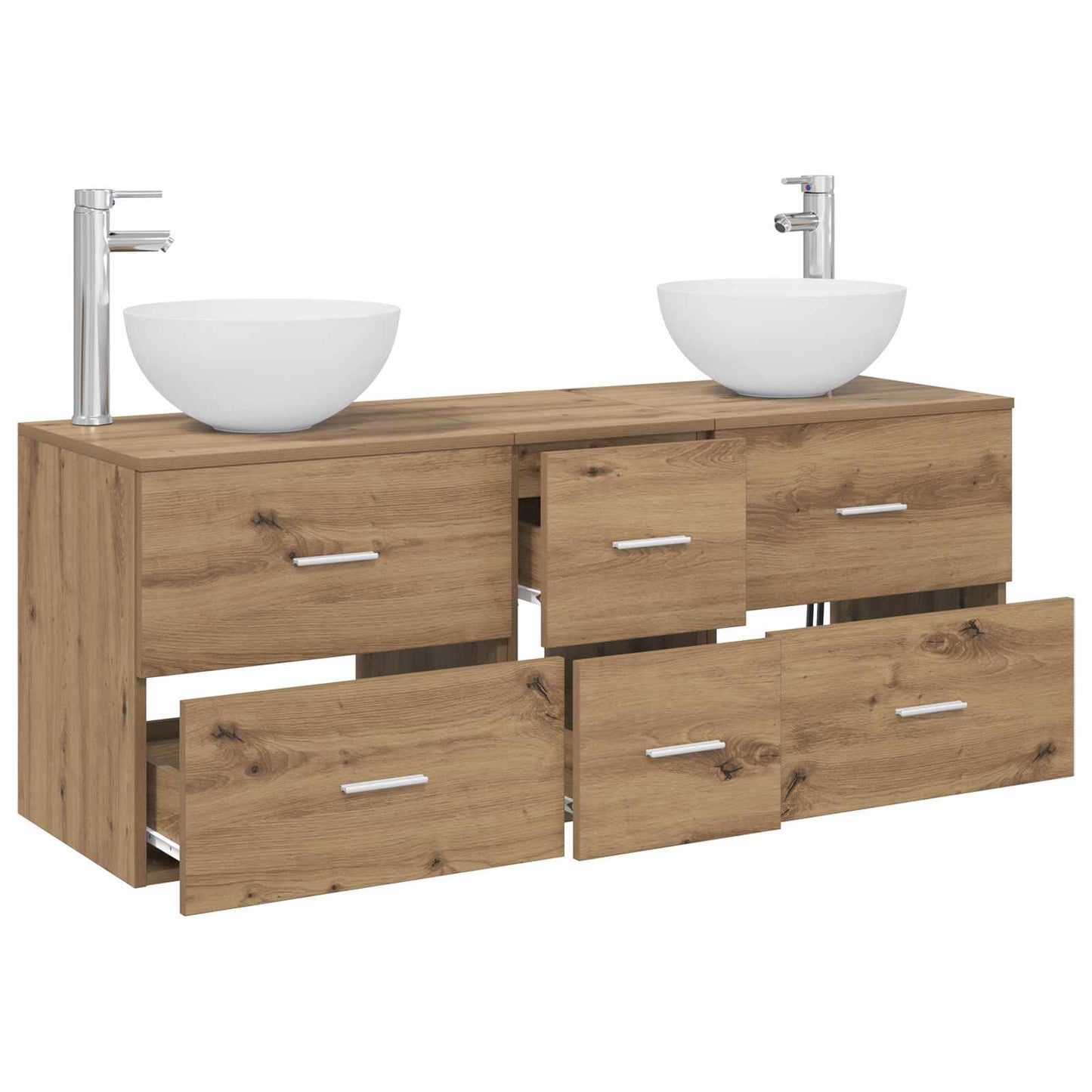 vidaXL Σετ Ντουλαπιών Μπάνιου 3 τμχ. Artisan Δρυς 129 x 35 x 80 εκ.