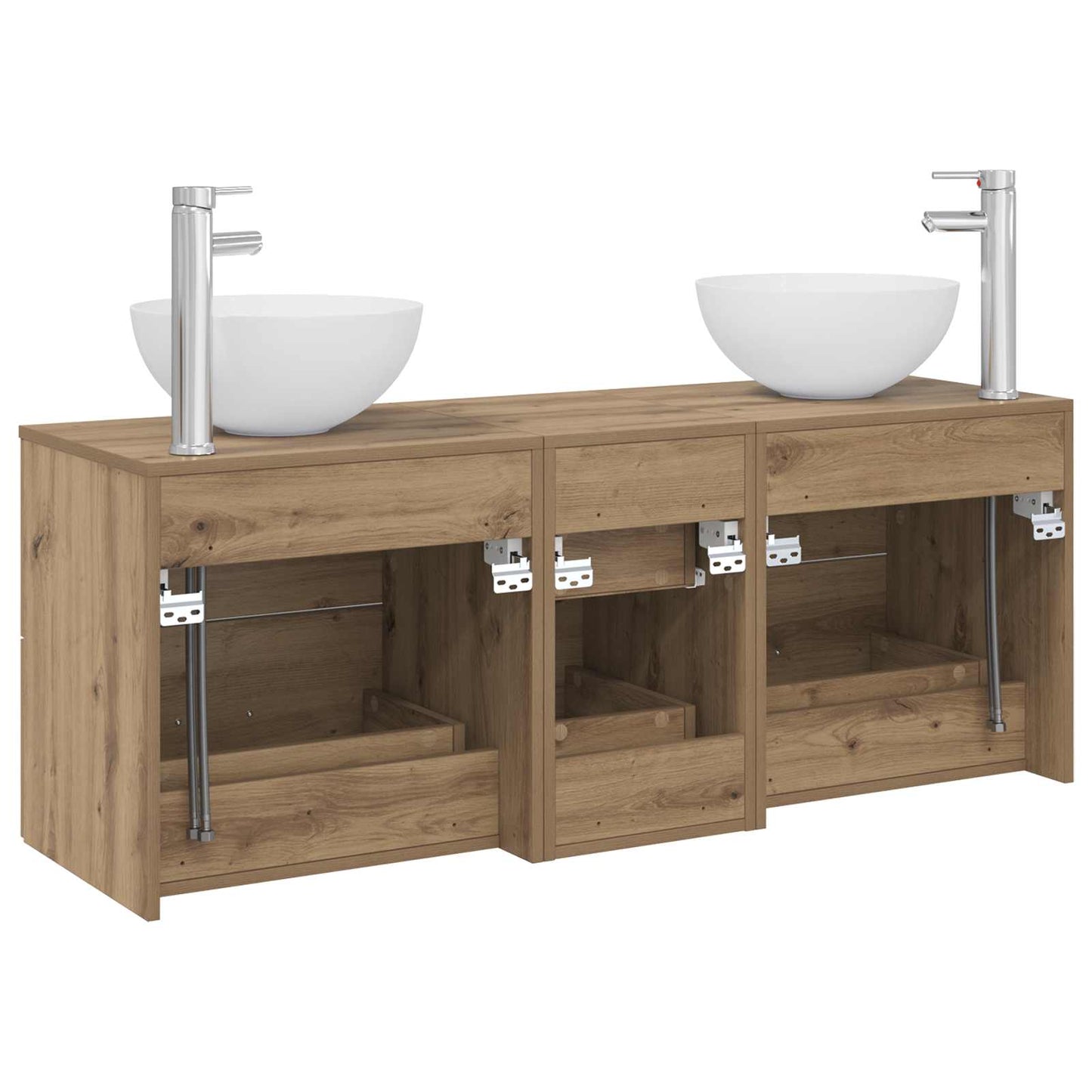 vidaXL Σετ Ντουλαπιών Μπάνιου 3 τμχ. Artisan Δρυς 129 x 35 x 80 εκ.